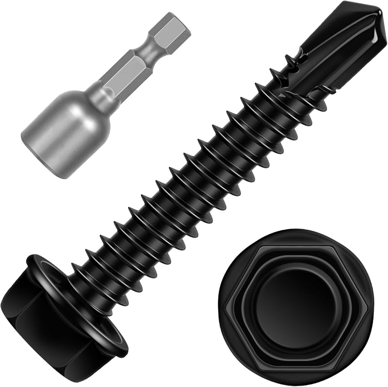 Tornillos autorroscantes hex TEK acero inox 410 negro 50pzas
