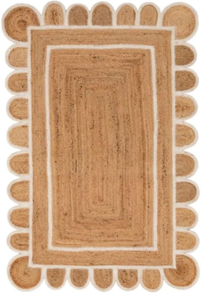 Alfombra yute bohemio concha 2x3ft blanco claro