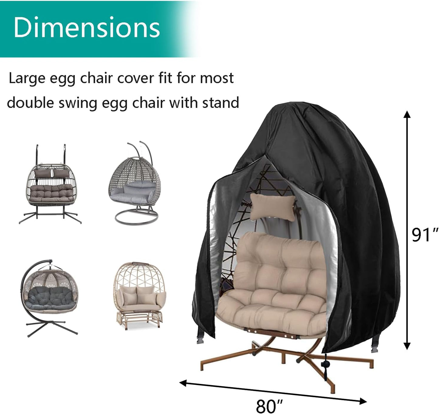 Fundas silla de huevo para patio 91x80 impermeable