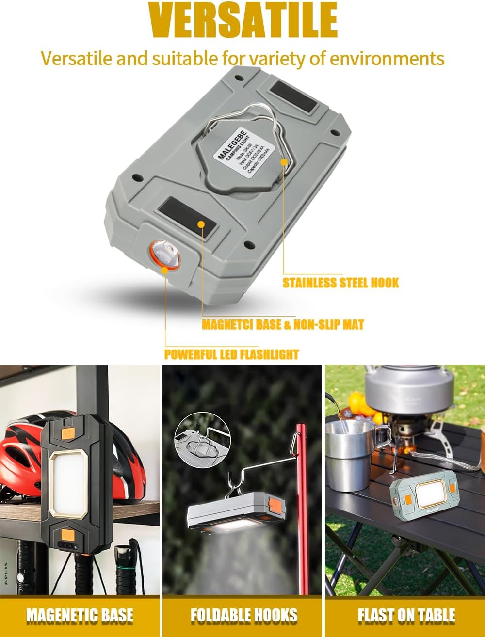 Linterna campamento 1000lm recargable usb magnética