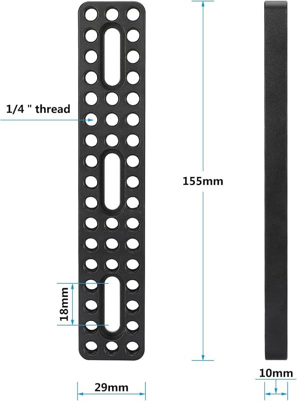 Placa base cámara larga con orificios 1/4-20 para DSLR DIY