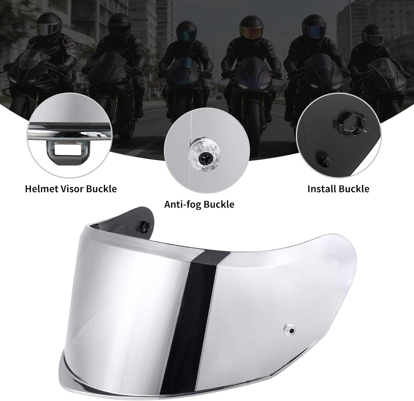 Protector visera casco motocicleta Stream II FF808 cromo
