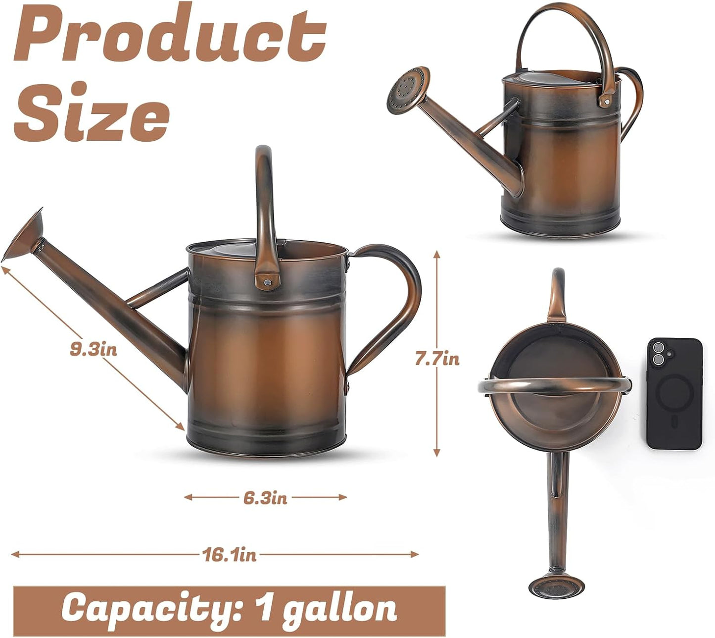 Regadera acero galvanizado 1gal boquilla ergonómica