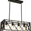 Candelabro rectangular industrial 4 luces para isla de