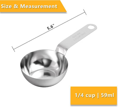 2 Tazas Medidoras 1/4 Taza Silicona Negro con Cucharilla Inox