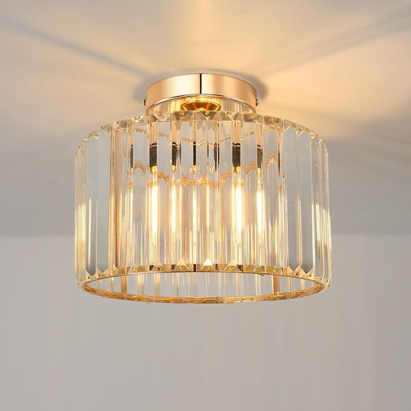 Lámpara techo cristal dorado semiempotrada 10.4"