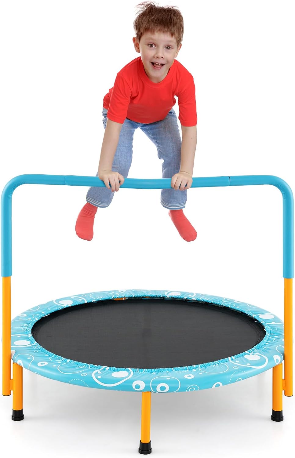 Trampolín para niños 36pulg ASTM con pasamanos plegable