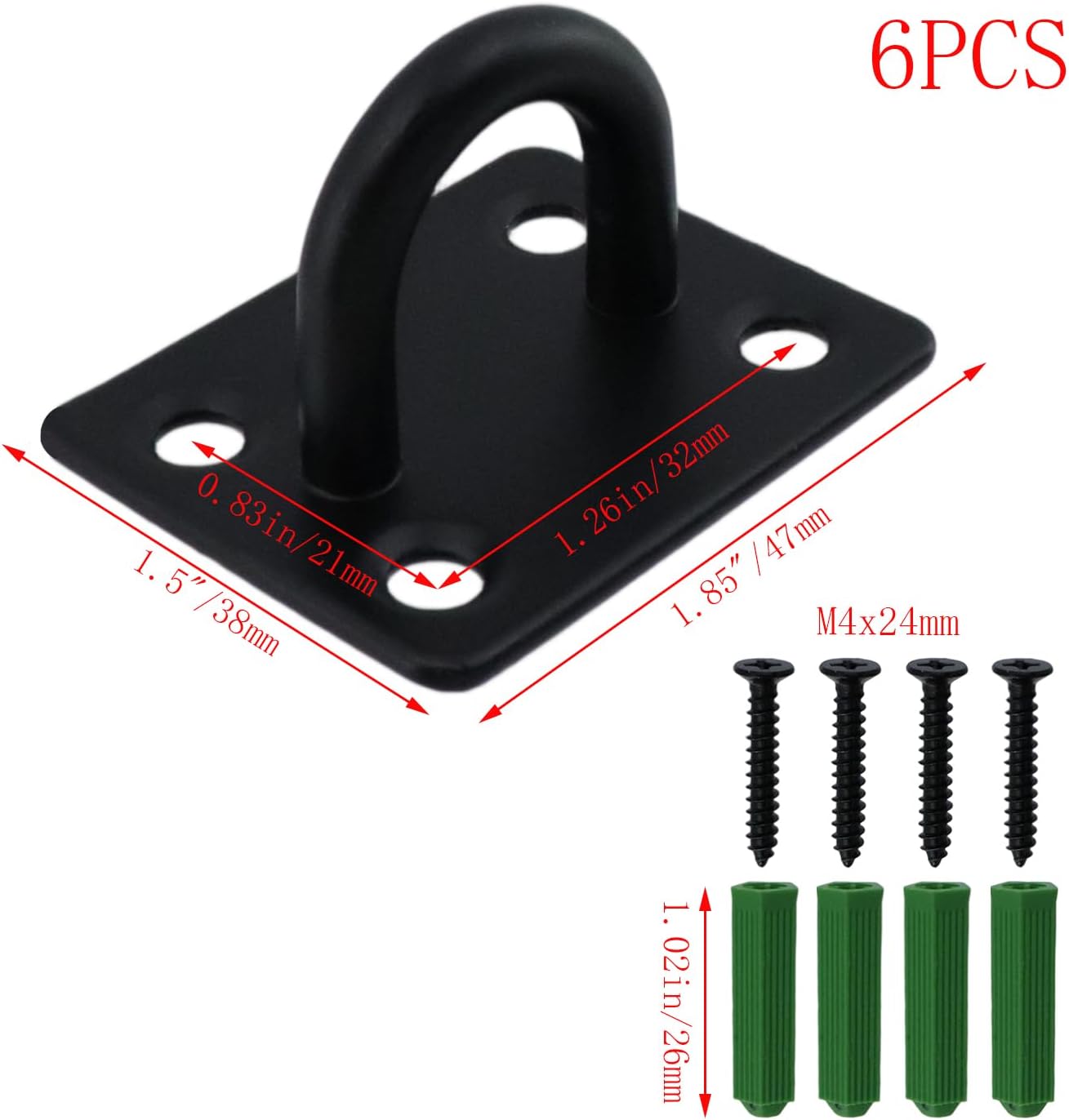 6 Ganchos Acero Inox para Placa Ojo y Pared