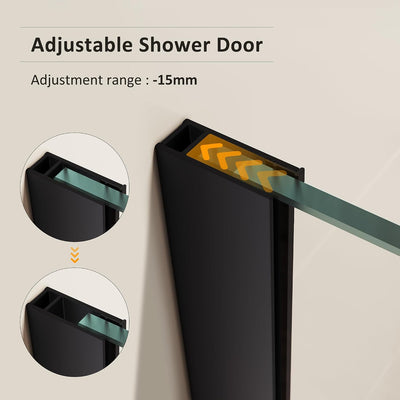 Puerta ducha vidrio templado 28x74pulg sin marco negro mate