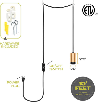 Cable luz colgante 10ft enchufe vintage con interruptor