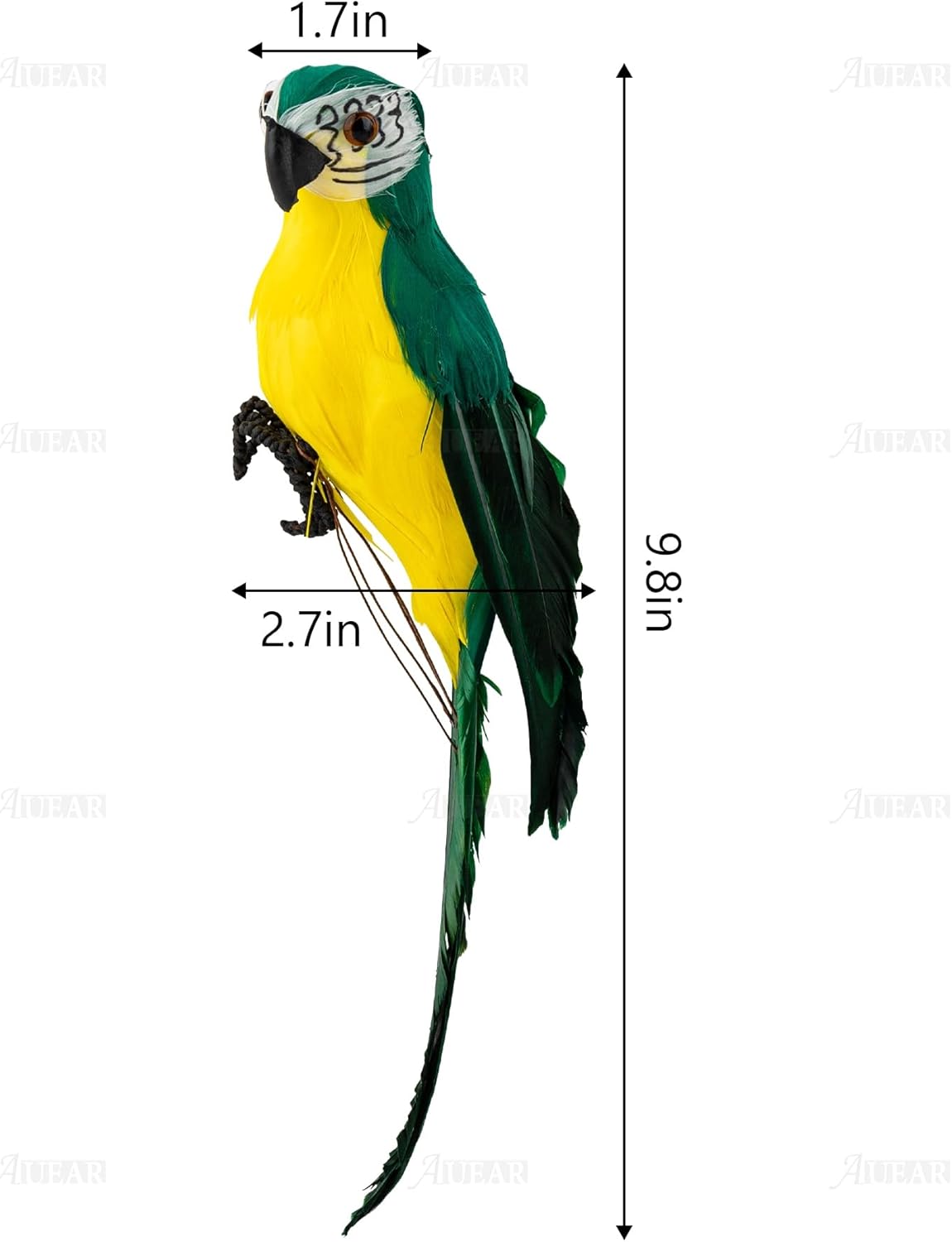 Loro artificial decorativo verde 9.8pulg