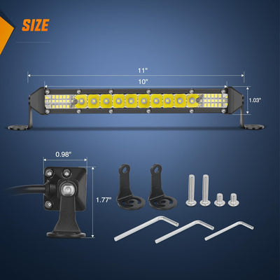 Barra luz LED Ámbar 2pzas 11pulg para conducción niebla 4x4