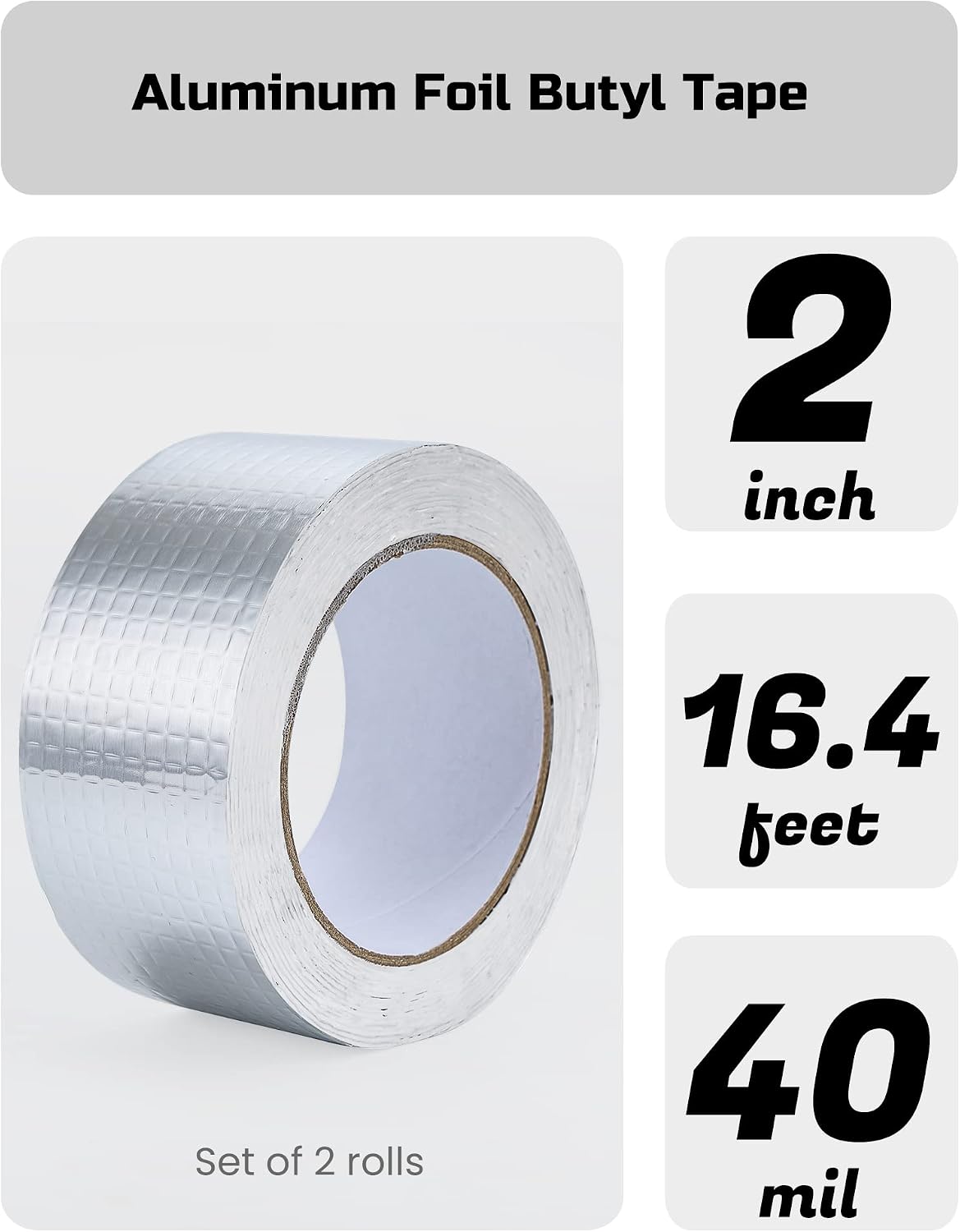 Cinta butilo aluminio impermeable 2" x16.4ft reparación
