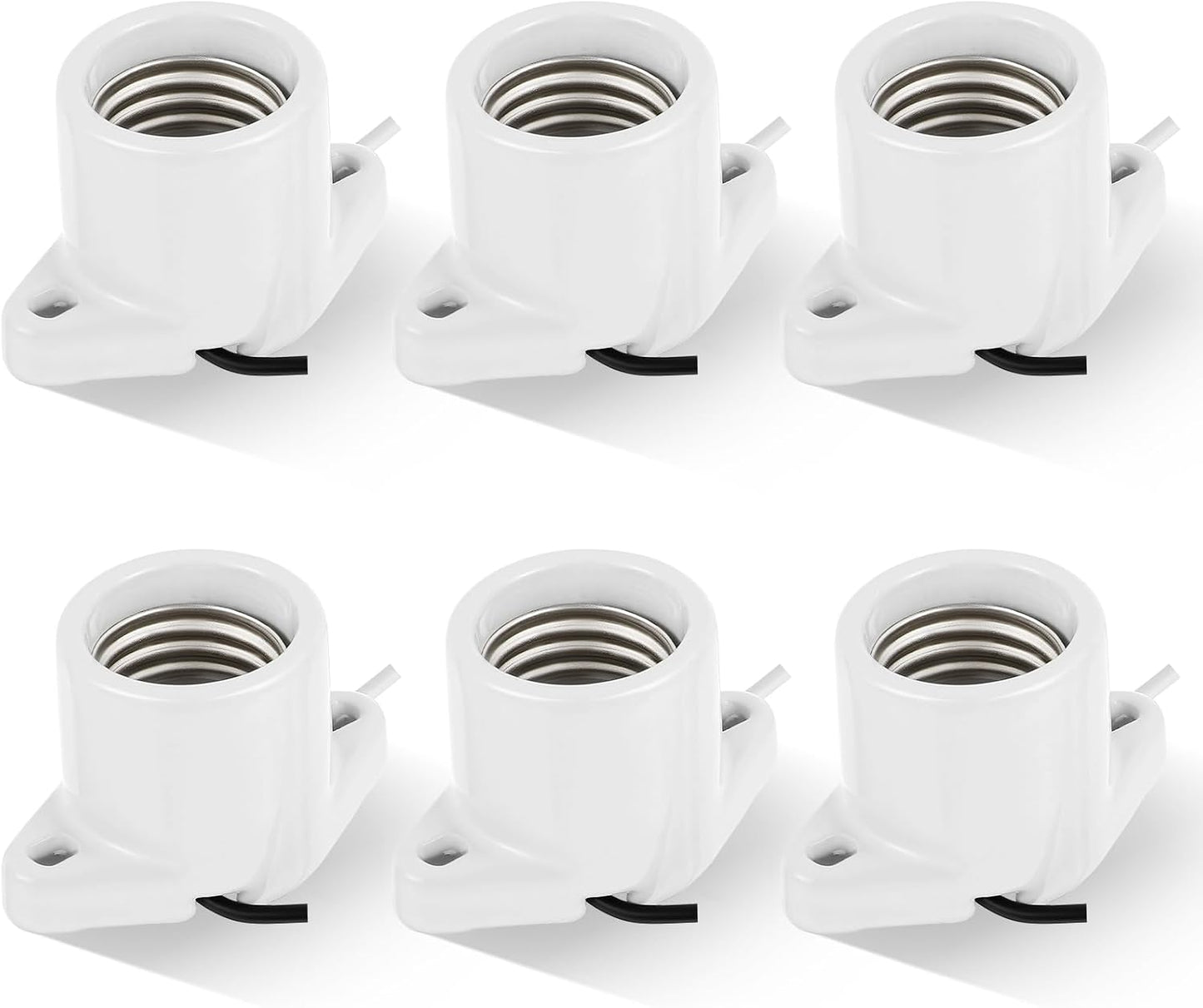 6 Pzas Portalámparas E26 Porcelana 6pulg Armario