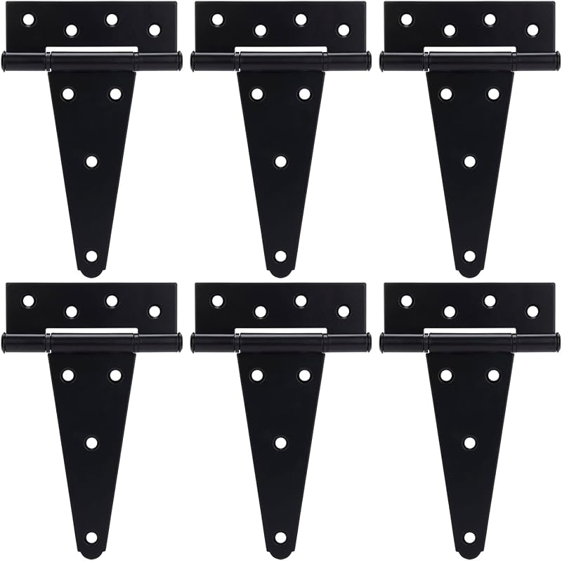 Bisagras en T negras para puerta de madera y granero 6"