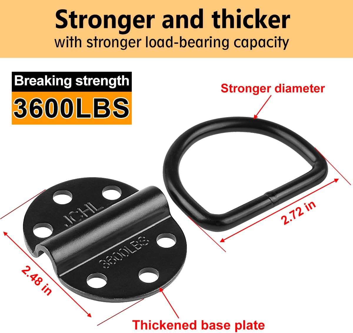 Anclaje anillo D acero 3600lb para remolques camiones SUV