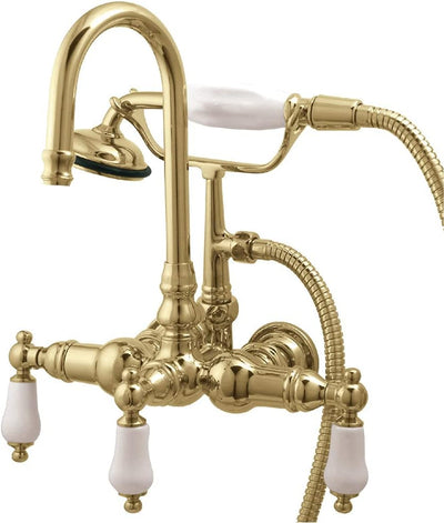 Grifo bañera montaje pared con ducha latón pulido