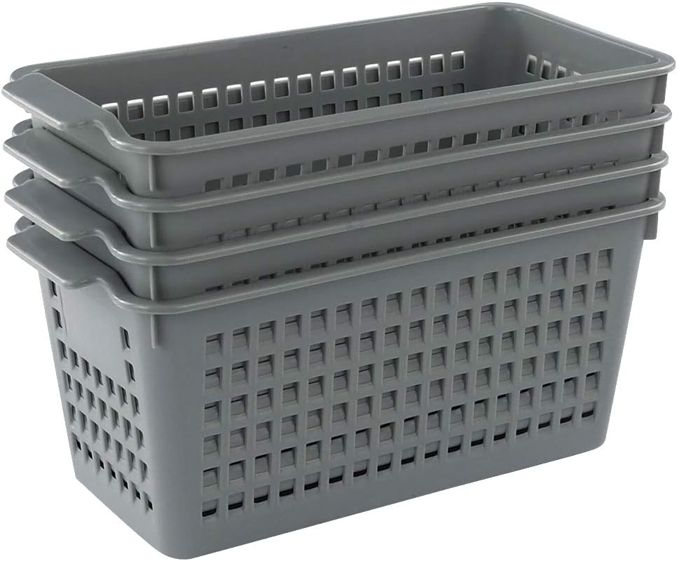Set 4 cestas plástico color gris organizar