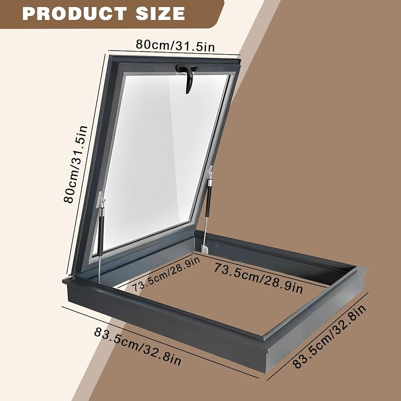 Ventana techo tragaluz vidrio templado 31.4x31.4"