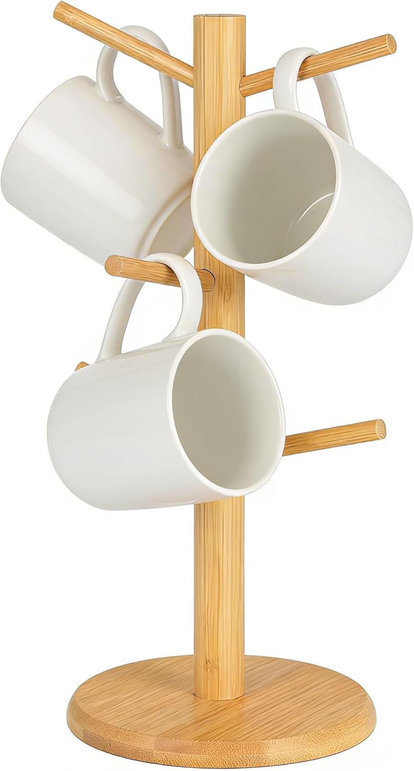 Soporte tazas café con 6 ganchos Burlywood