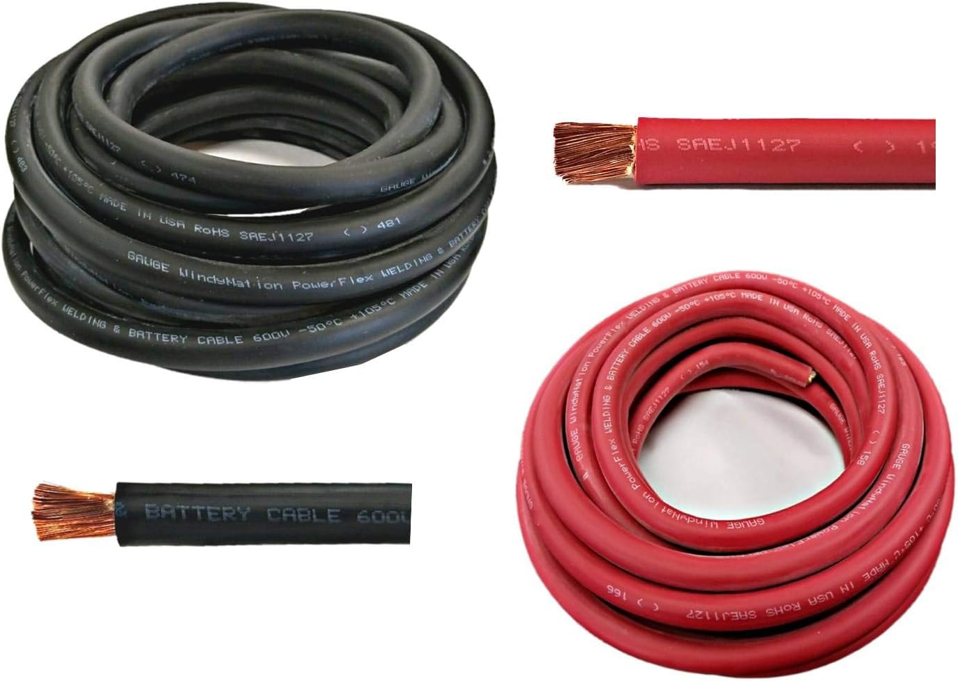 Cable cobre ultraflexible 4/20pies color negro rojo para