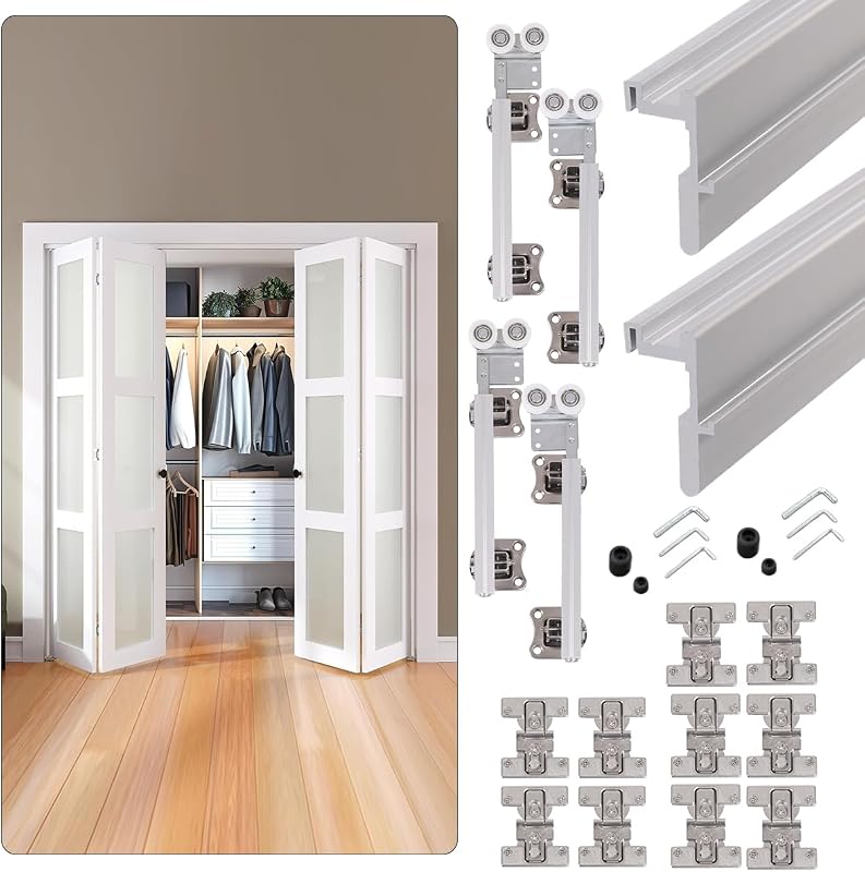 Set 2 herrajes puertas plegables aluminio riel 36"