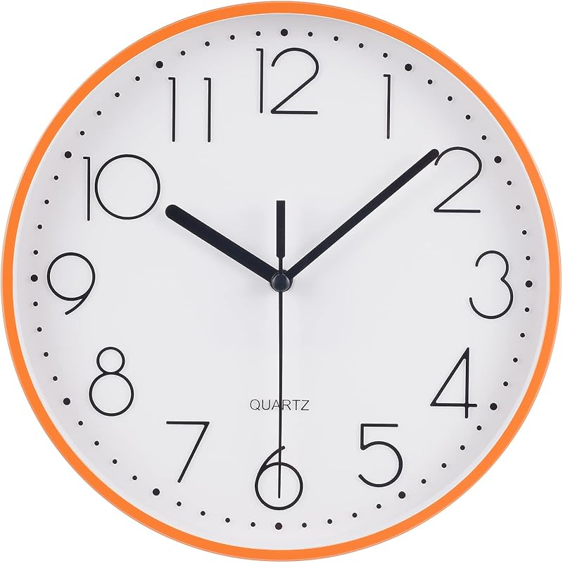 Reloj pared redondo 9pulg números arábigos color naranja