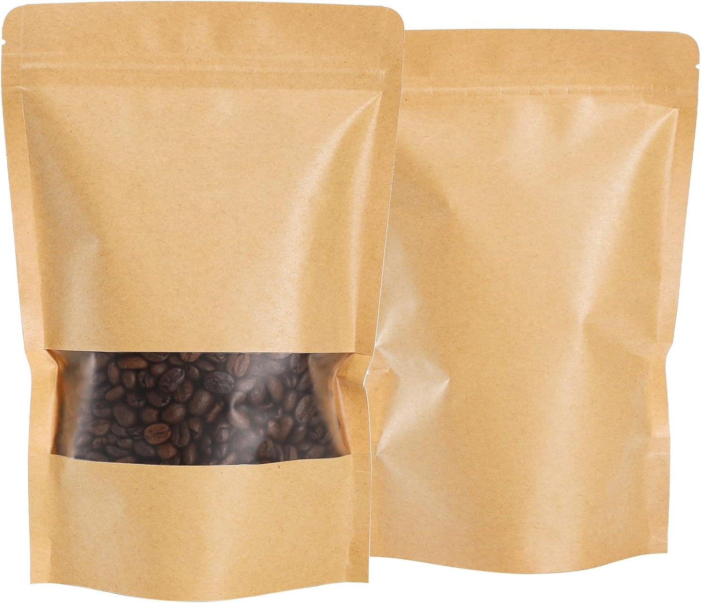 150 Bolsas Kraft 5.9x8.6pulg Con Cierre Resellable Ventana