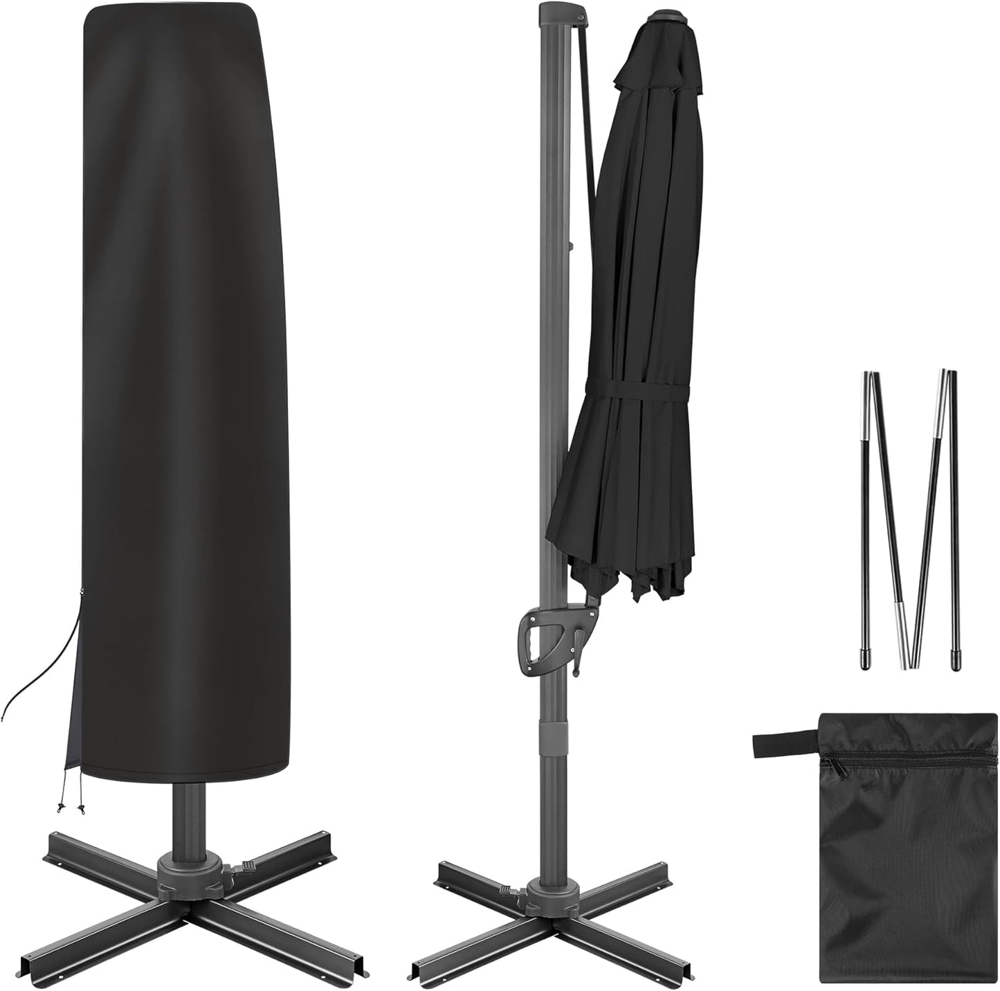 Funda sombrilla plátano impermeable 7-12ft negro