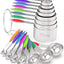 Set 16 Tazas y Cucharas Acero Inox con Mango Silicona