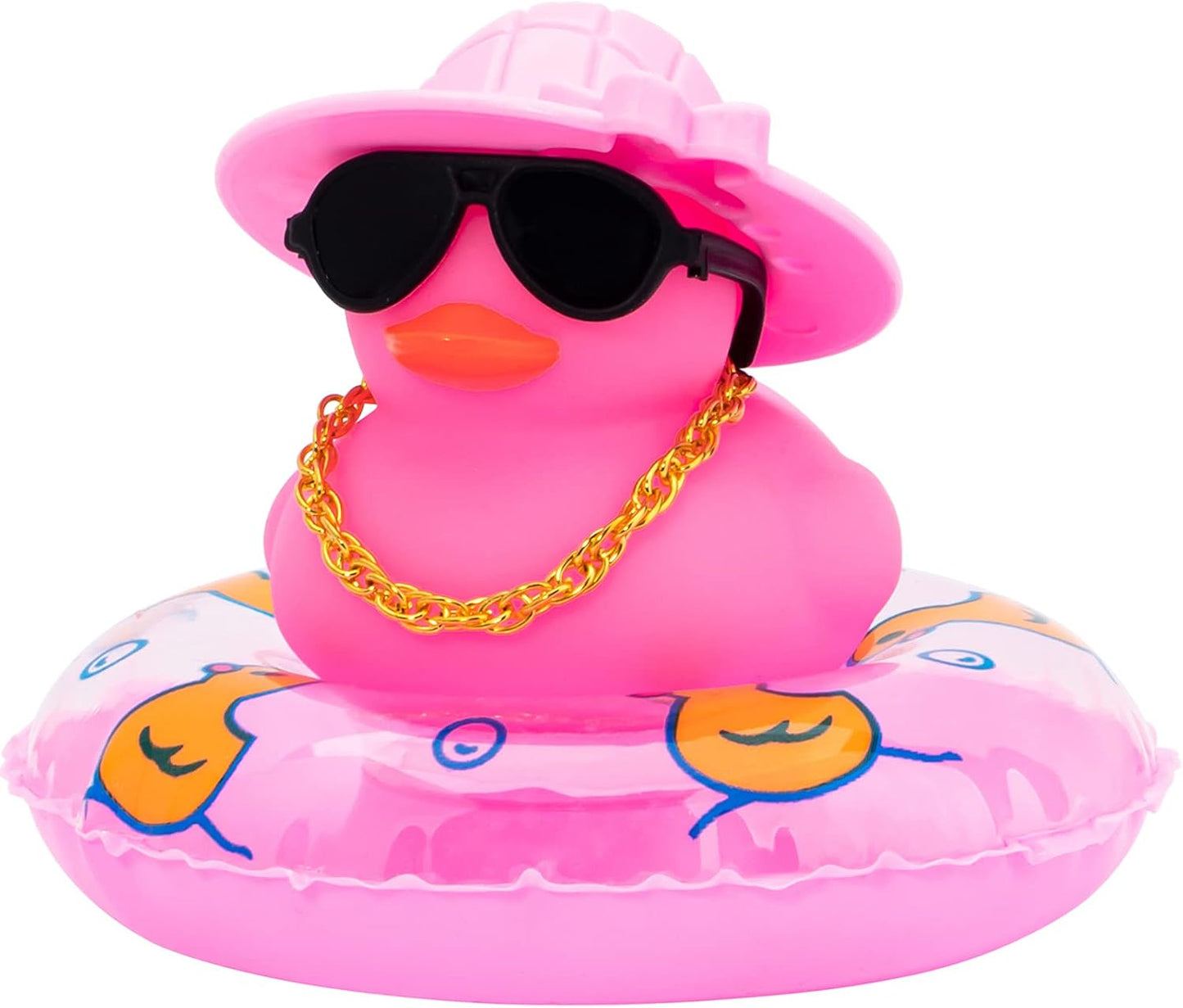 Patos de goma decoración salpicadero automóvil rosados
