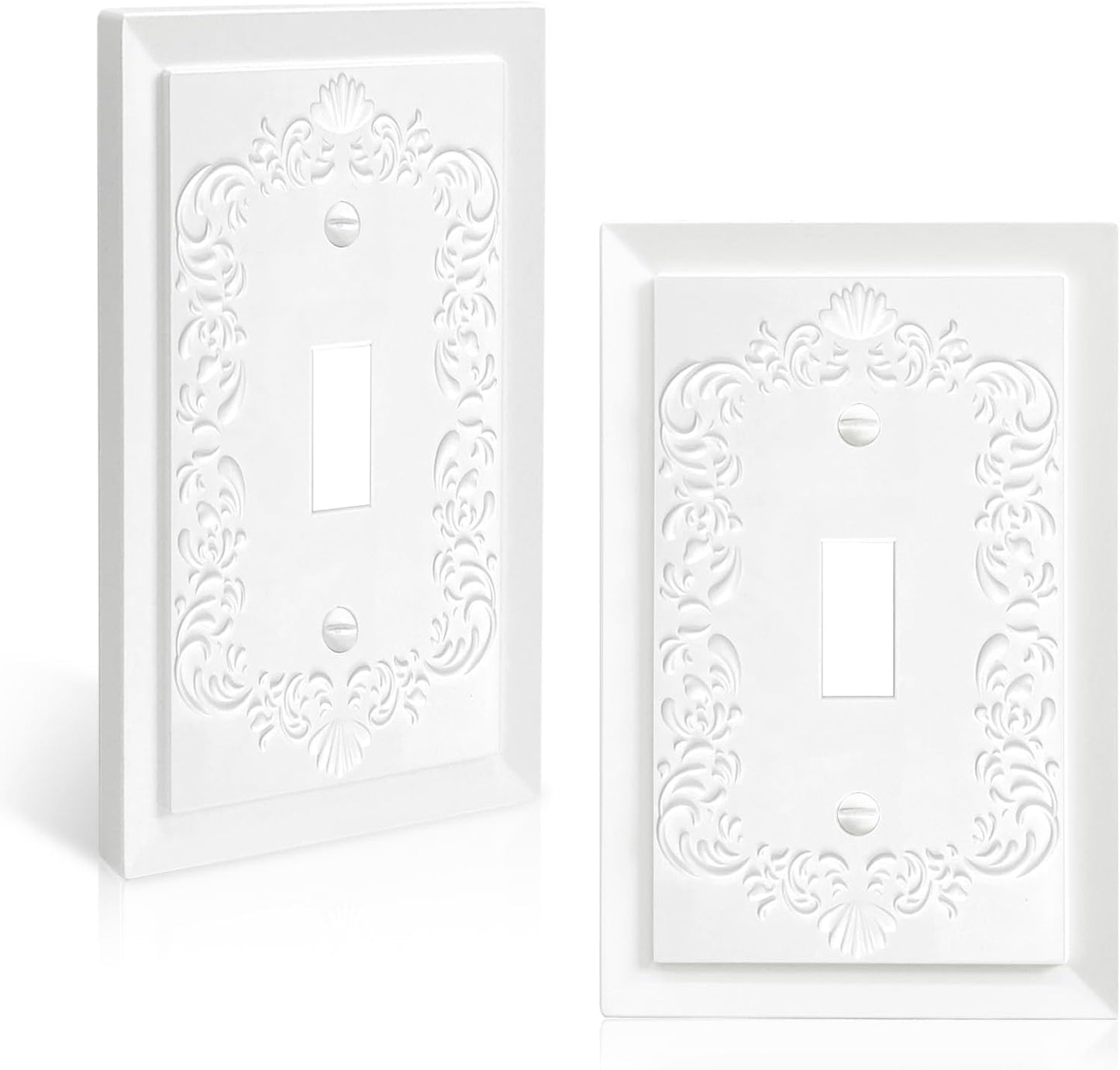 2 Pzas Placas Interruptor Tomacorriente Relieve Pétalos Blanco