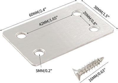 10 Placas Metal 2.4x1.5" Soporte Acero Inox para Muebles