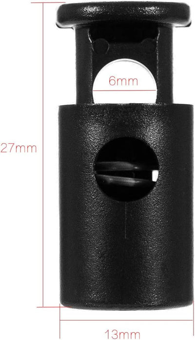 50 Cerraduras cordón resorte 1.063x0.512pulg plástico negro