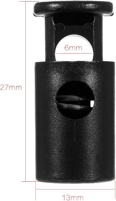 50 Cerraduras cordón resorte 1.063x0.512pulg plástico negro