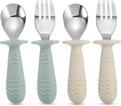 Set 4 Utensilios Silicona Bebé Sin BPA Antiestrangulamiento
