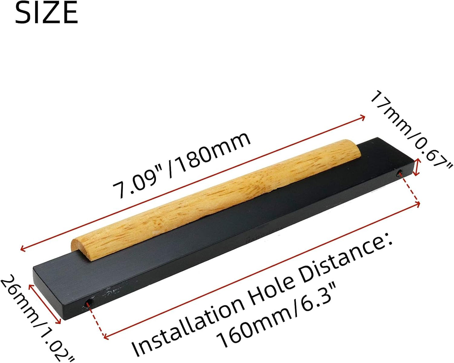 Manijas tocador madera negra 6.3pulg 2 pack