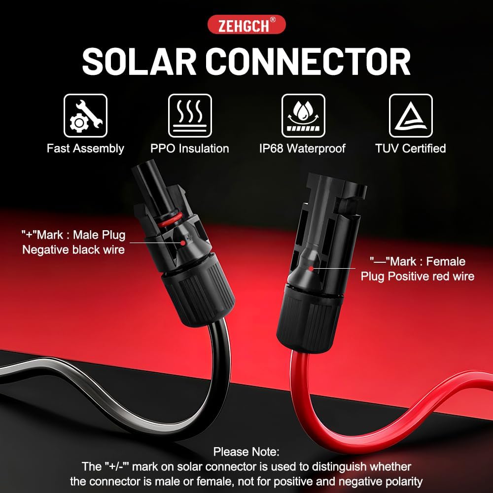 Kit conector cable solar cobre estañado 10 AWG 15 pies