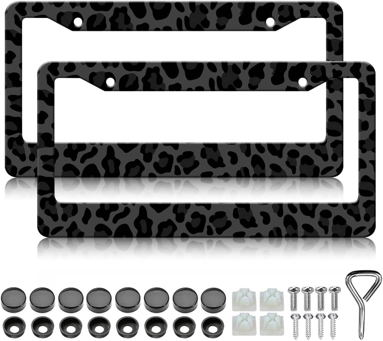 Marco matrícula estampado leopardo y guepardo pack 2