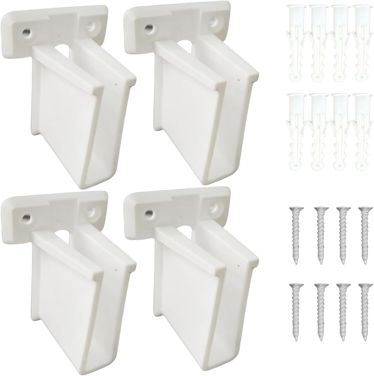 4 Soportes estante plástico blanco con sujetadores