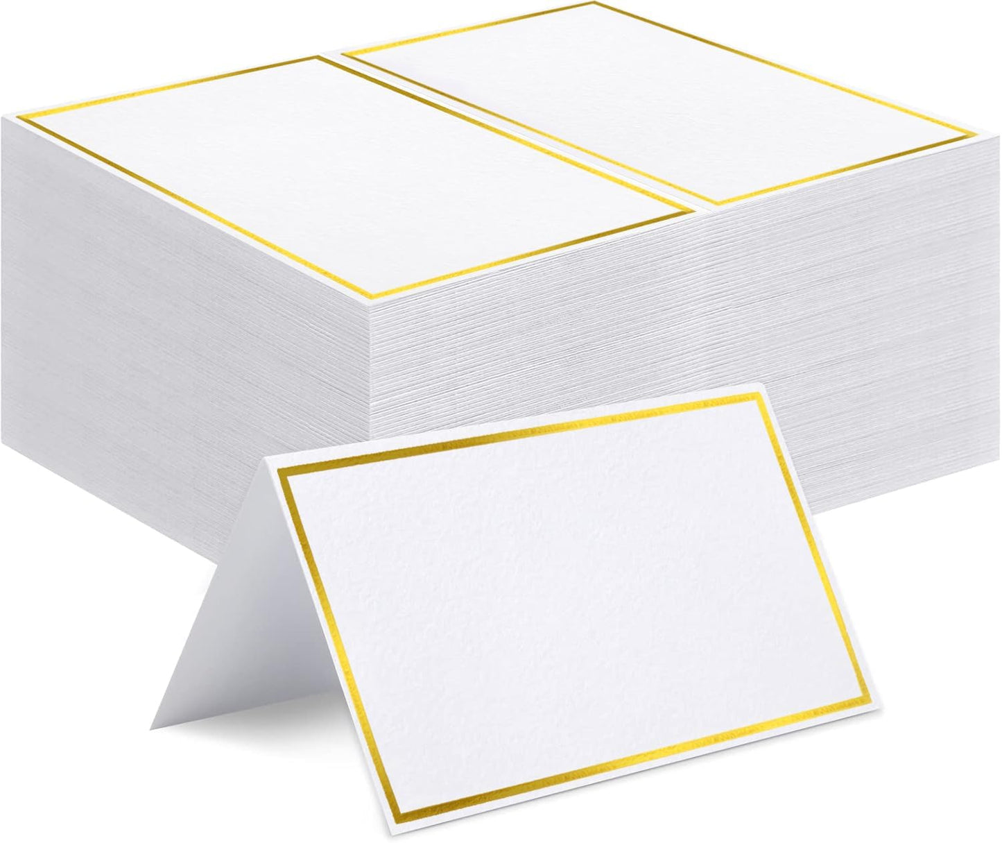 120 Pzas Tarjetas Lugar 2x3.5pulg Blanco Rellenable Marco Dorado
