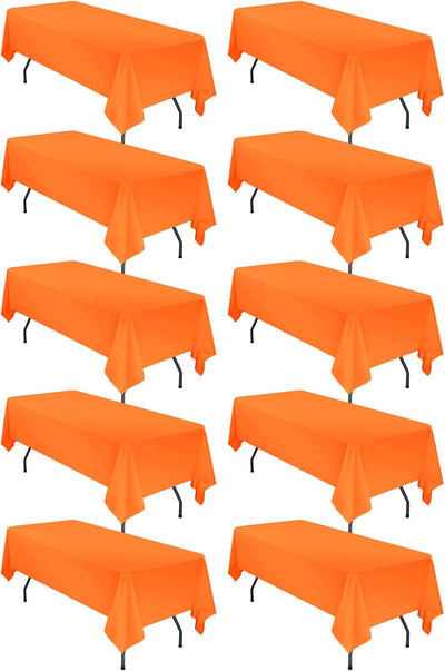 10 Manteles Poliéster 60x102pulg Resistentes Manchas Naranja