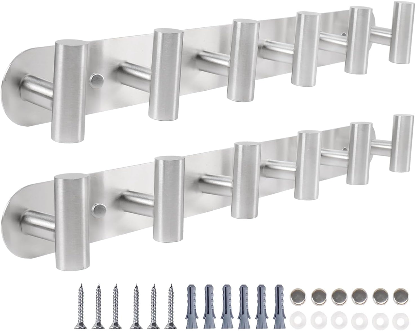 Perchero pared 12 ganchos acero inox níquel cepillado