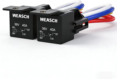 Pack 2 arneses relé 36V 40A SPST 4 pines 12AWG