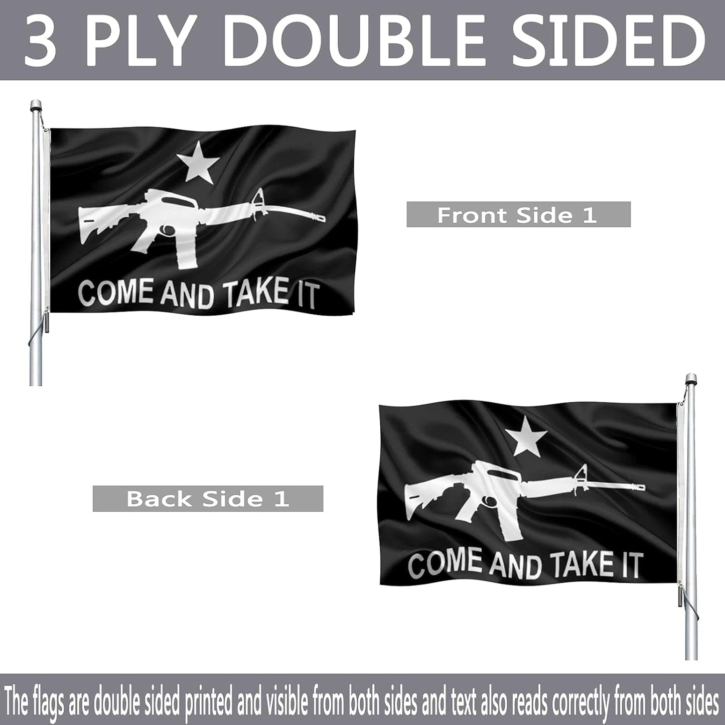 Bandera 3x5" doble cara Gonzales Texas 210D resistente