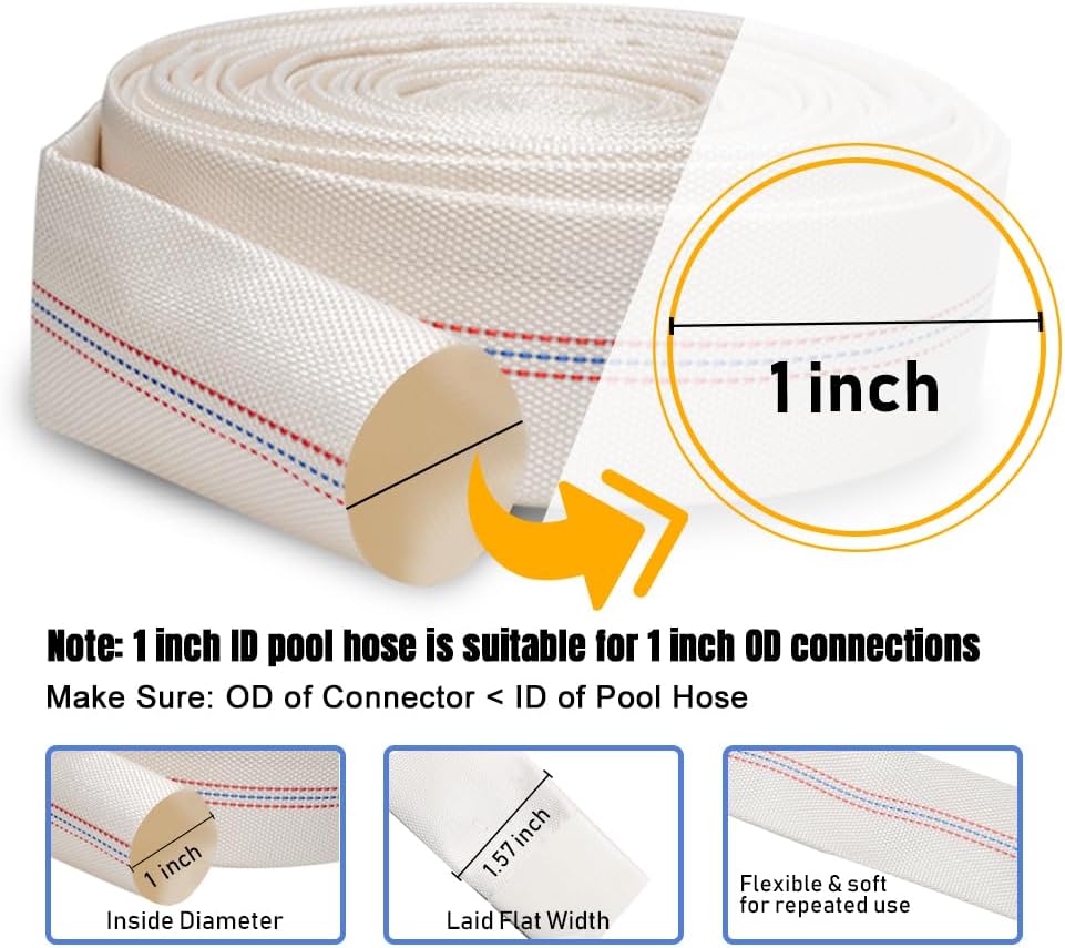Manguera jardín 1" 26.2ft PVC con abrazadera ajustable