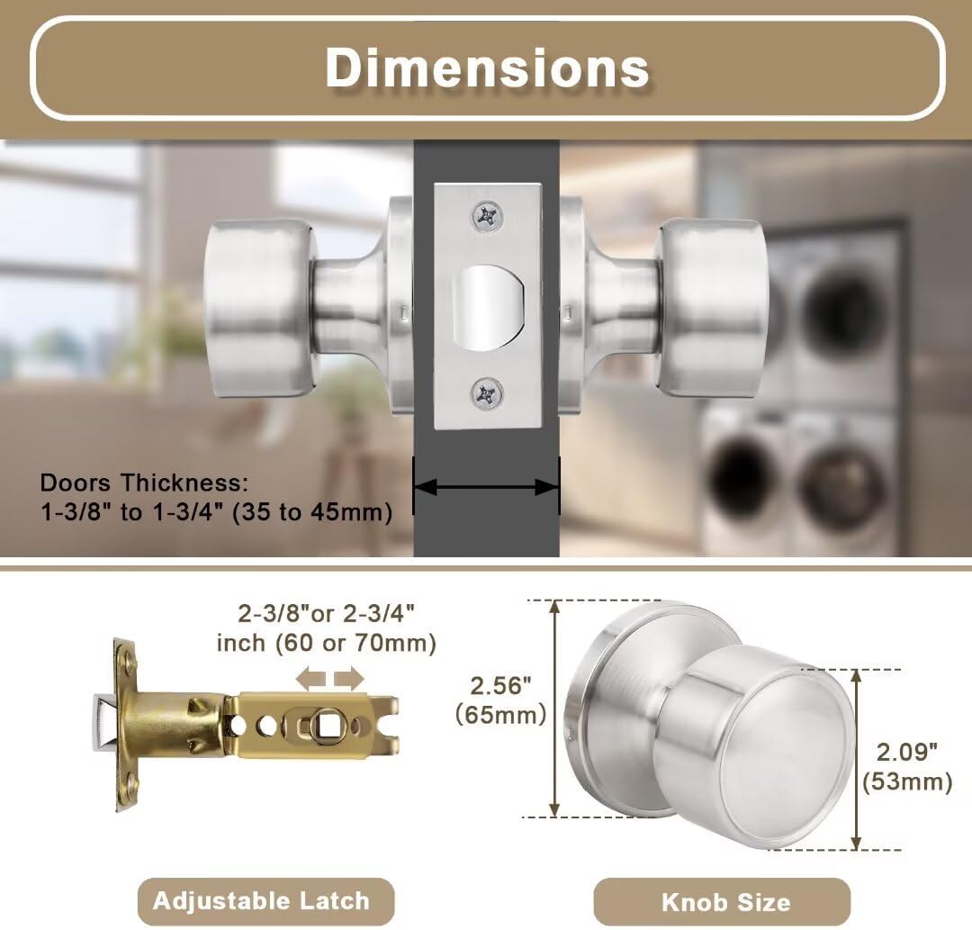 5 Pomas Puerta Interior Níquel Satinado Sin Cerradura