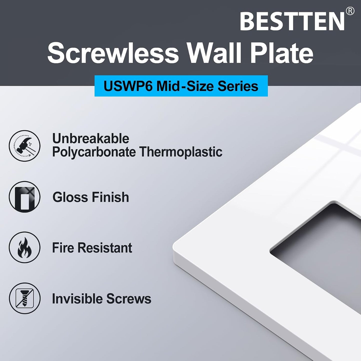 Cubierta salida 4 bandas placa pared Midway 4.88x8.58pulg