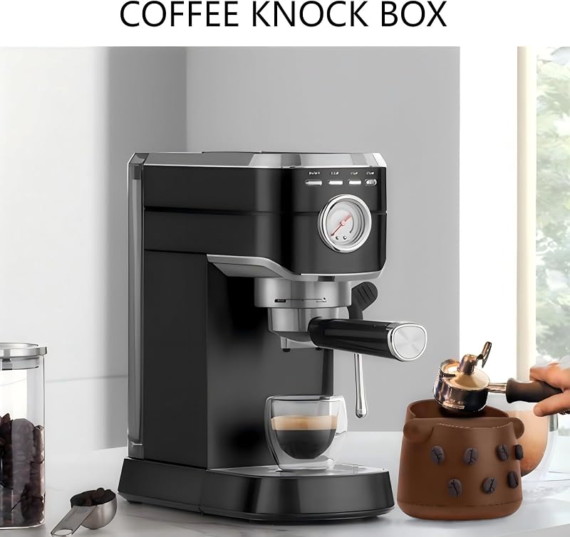 Caja golpeo café expreso con base antiderrap marrón