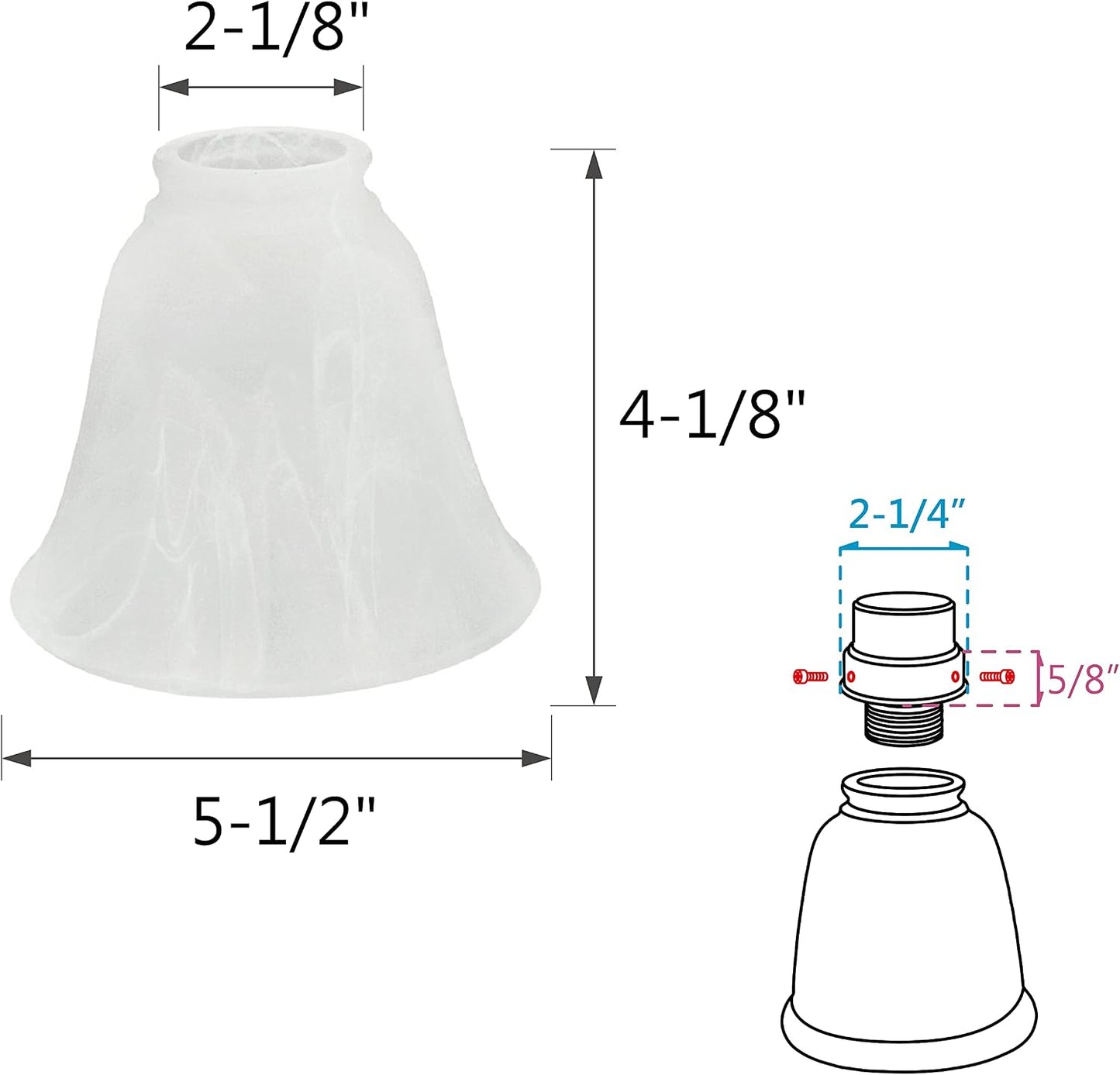 Pantalla cristal ventilador techo campana alabastro